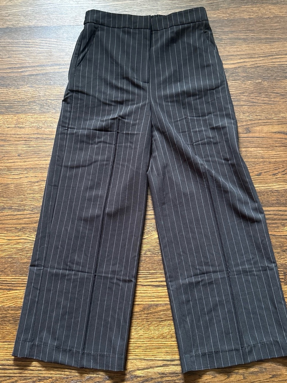 Have Black Pinstripe Wide-Leg Trousers